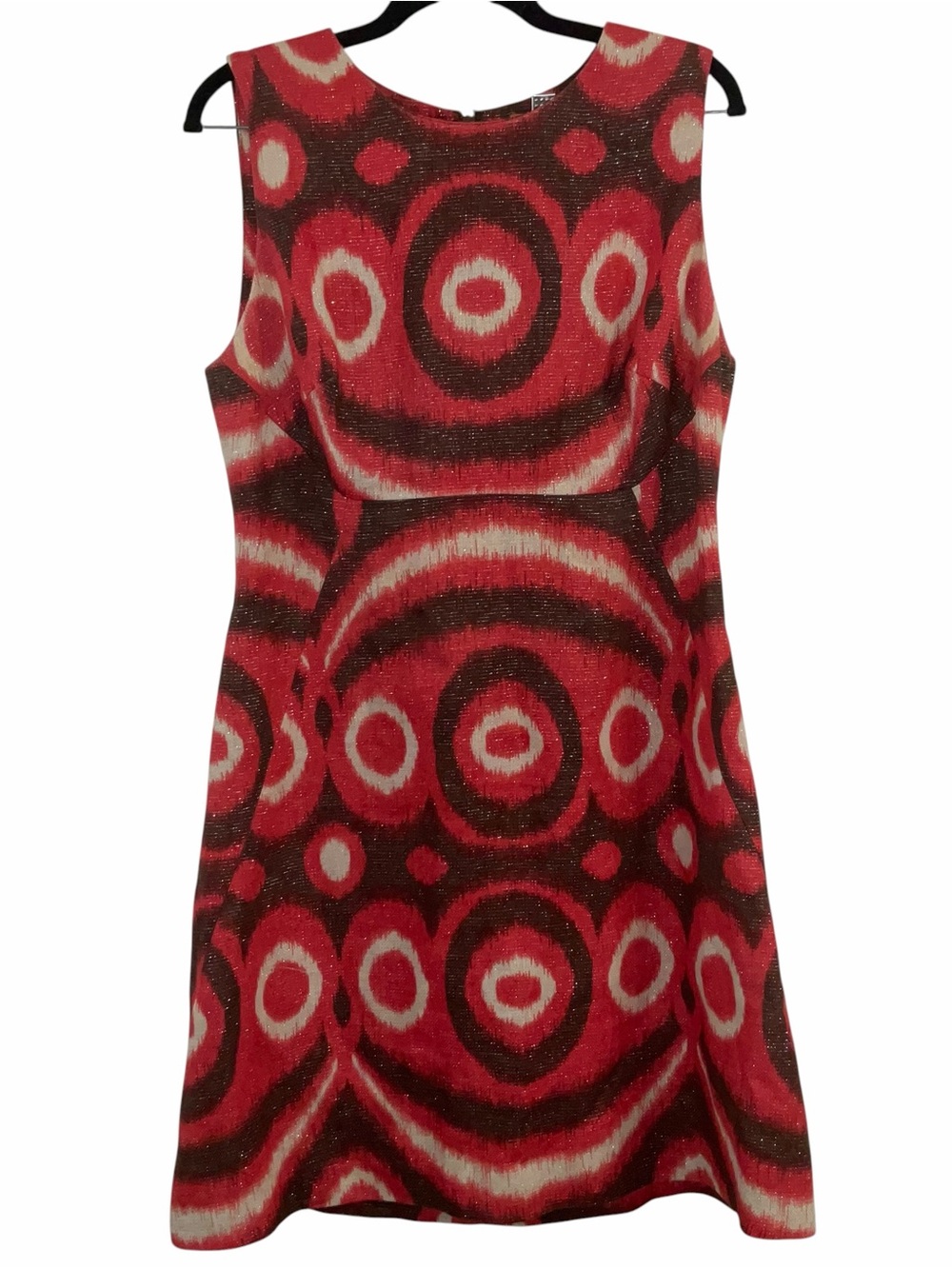 Tory Burch Red Abstract Linen Shift Dress Size 12